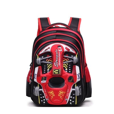 Mochila Escolar Infantil Carro de Corrida 3D