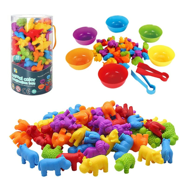 Conjunto Montessori de Contagem de Animais - Brinquedo Educacional kids